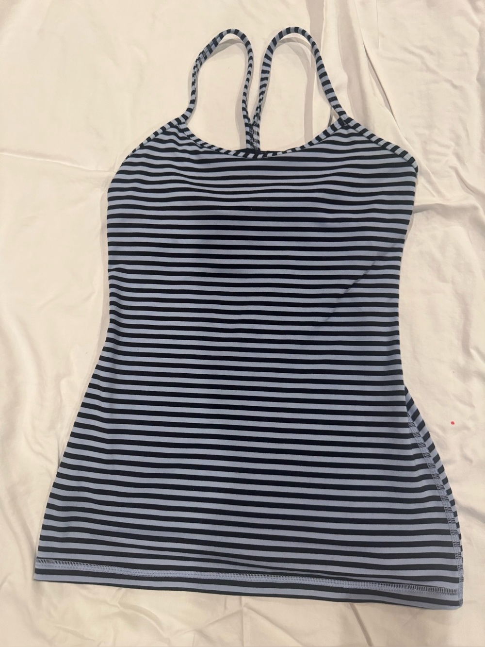 Lululemon Navy/Light blue striped tank with shelf bra